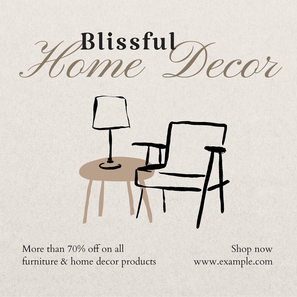 Blissful home Instagram post template, editable text