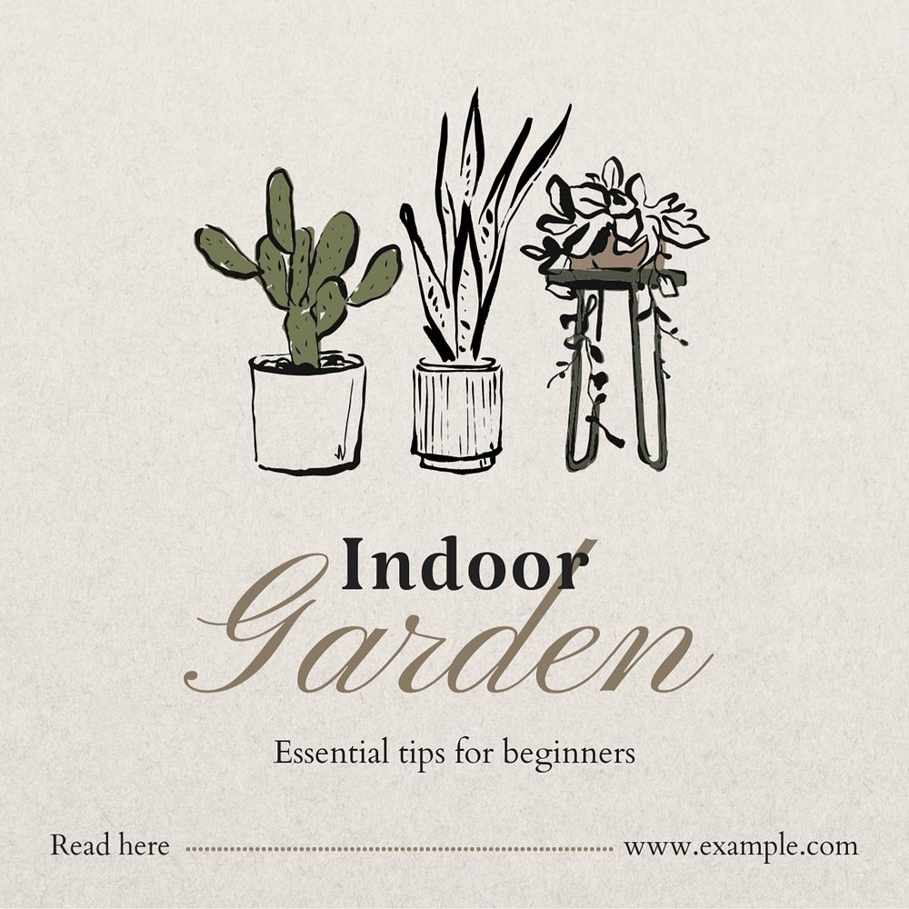 Indoor garden Instagram post template, editable text