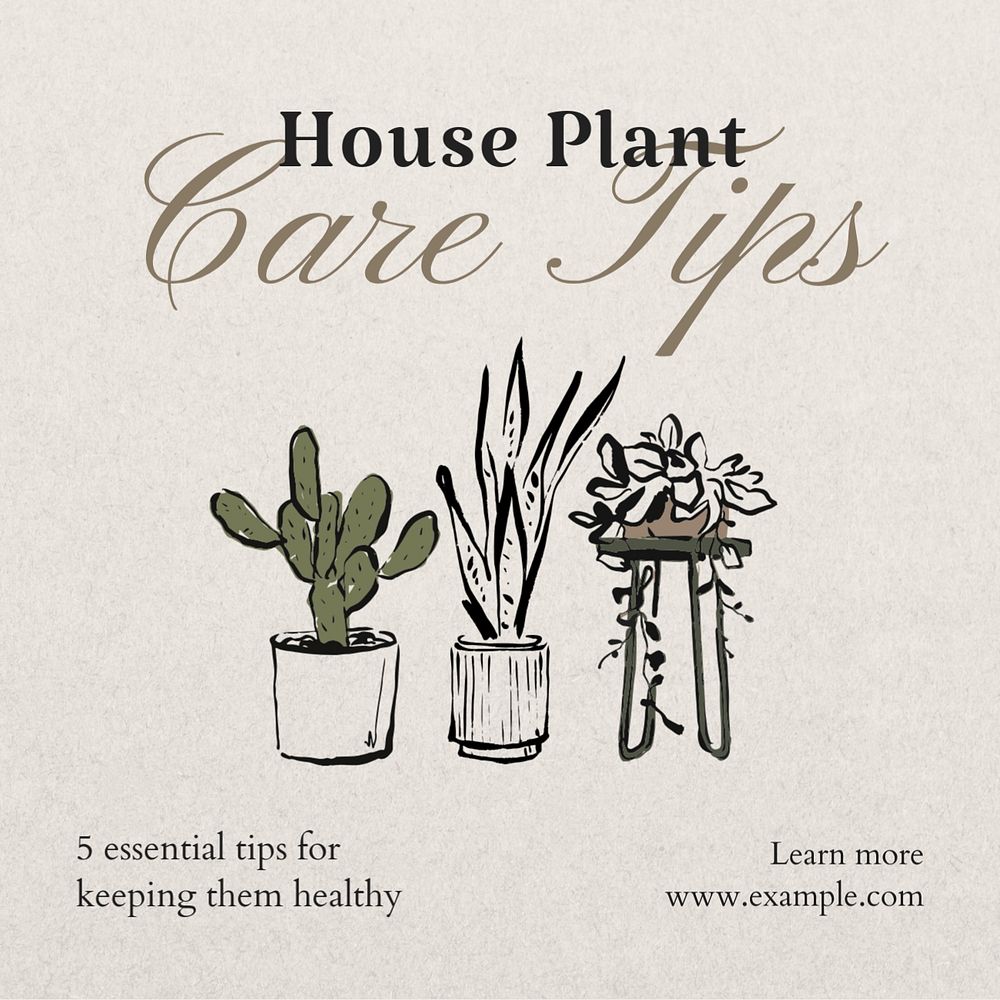 House plant care Instagram post template, editable text