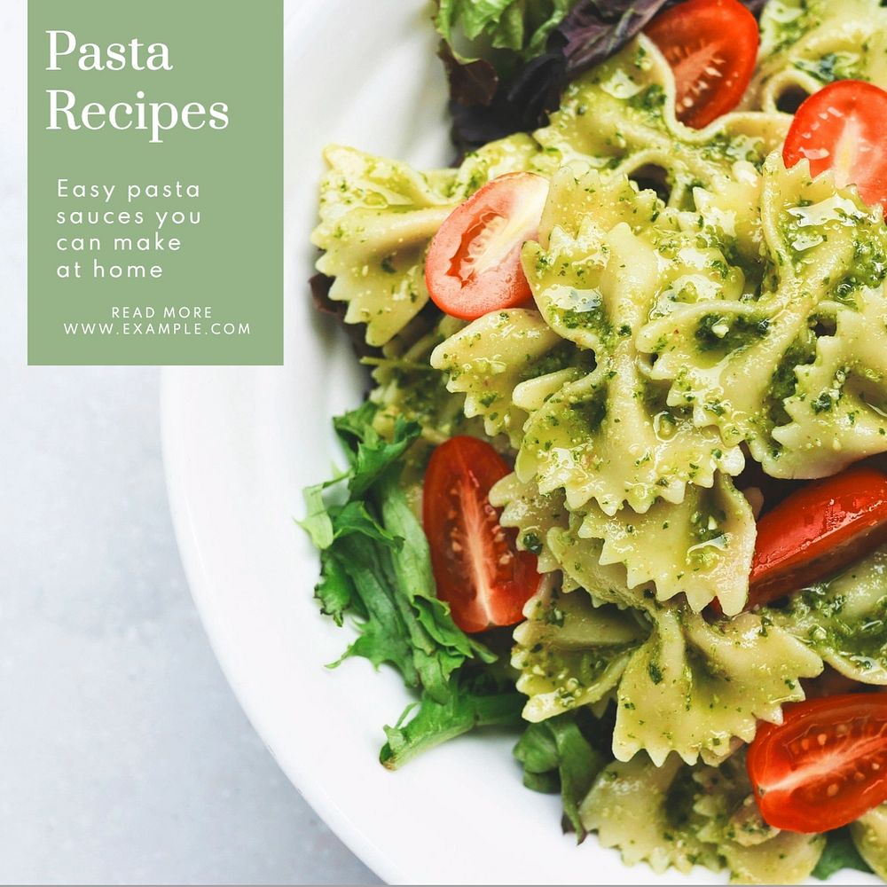 Pasta recipe Instagram post template