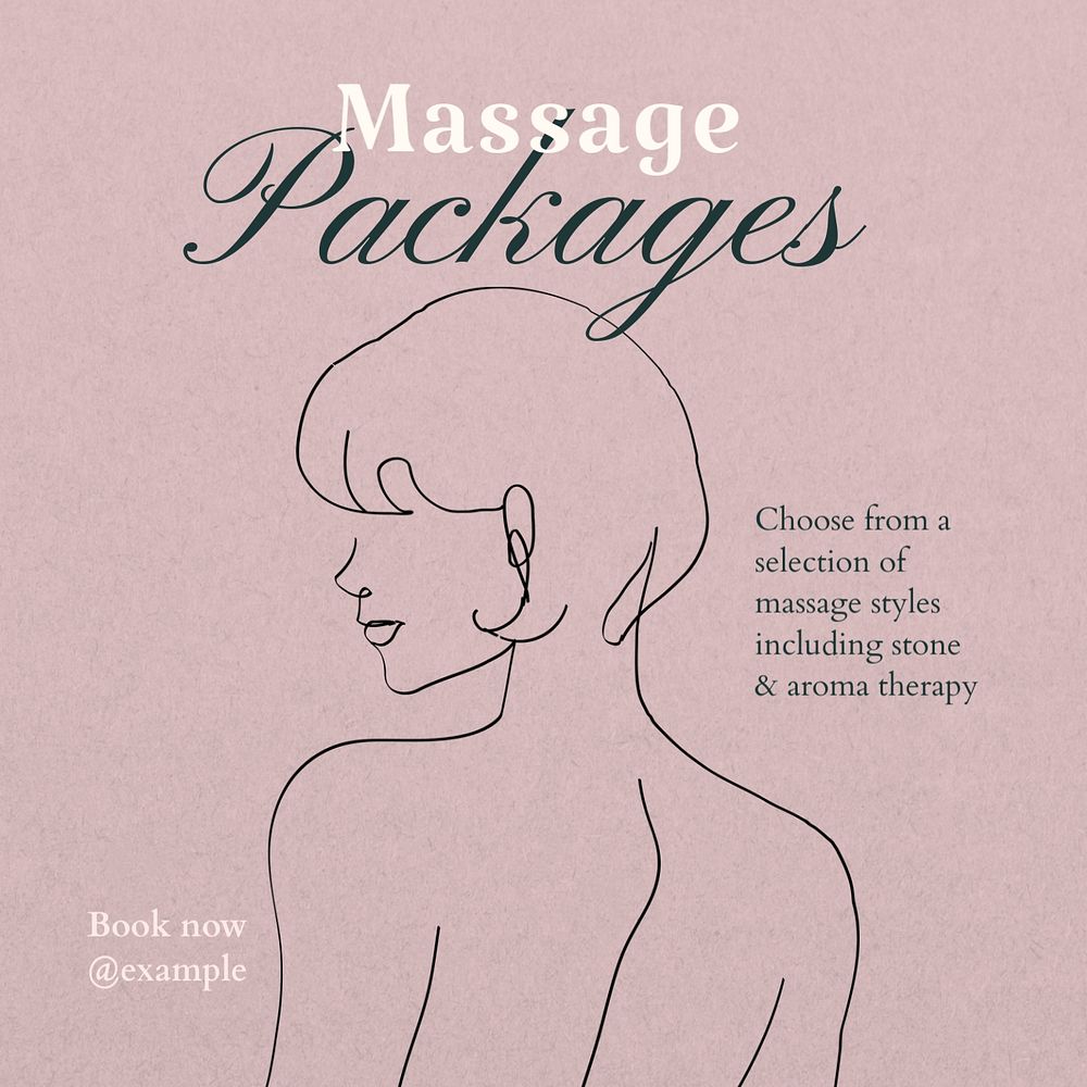 Massage packages Instagram post template, editable text