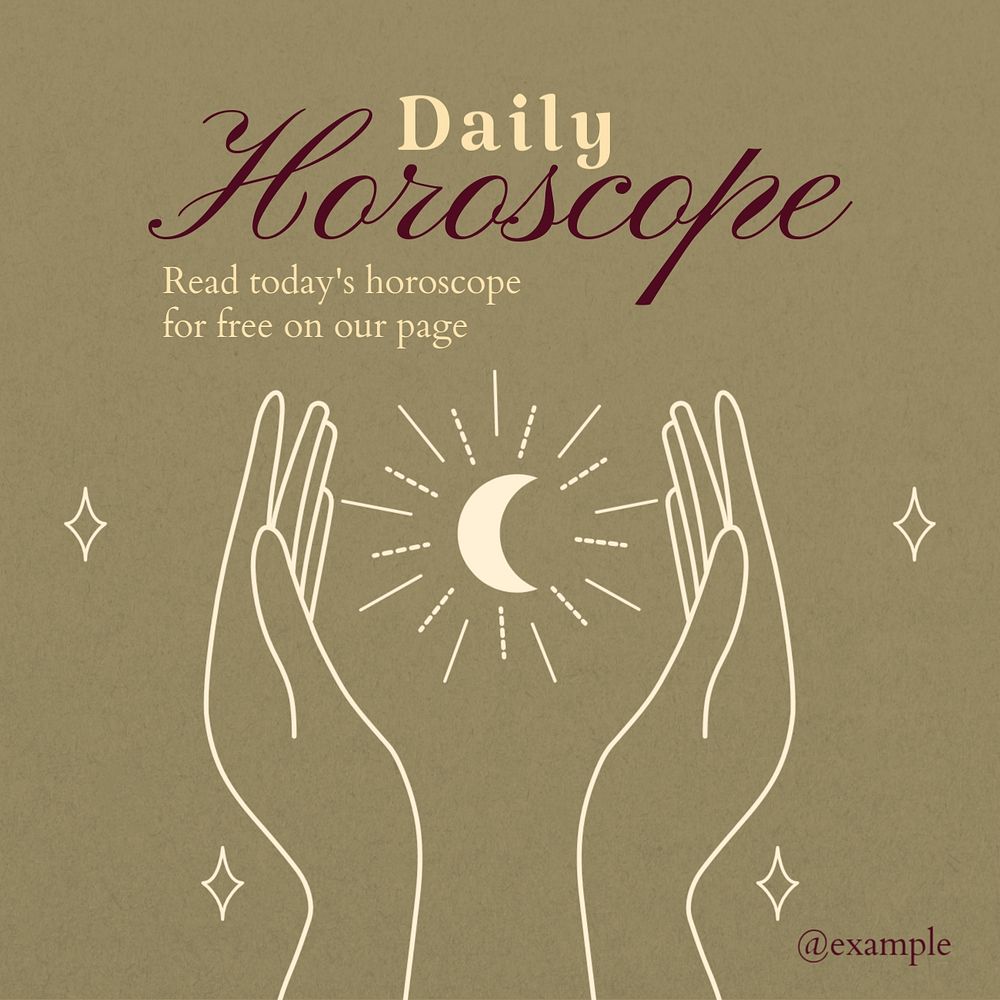 Daily horoscope Instagram post template, editable text