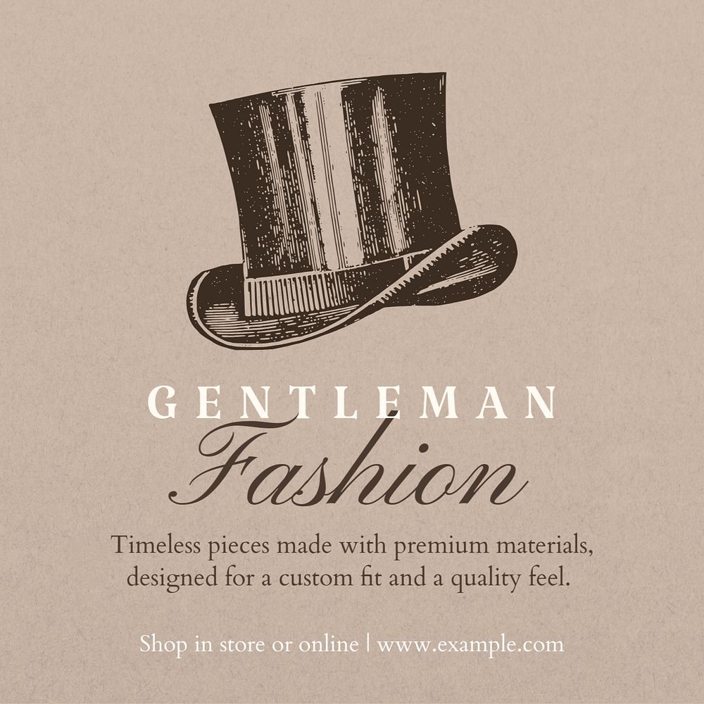 Gentleman fashion Instagram post template, editable text