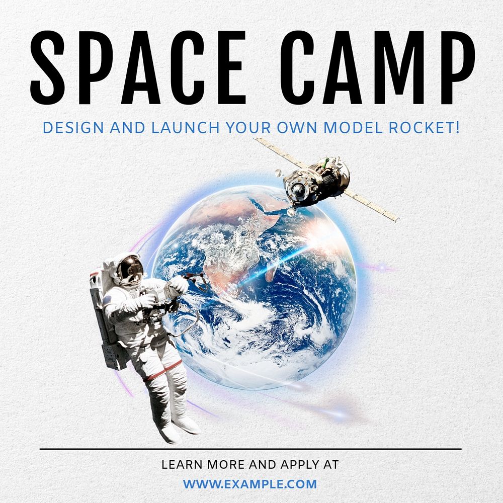 Space camp background Instagram post template, editable text