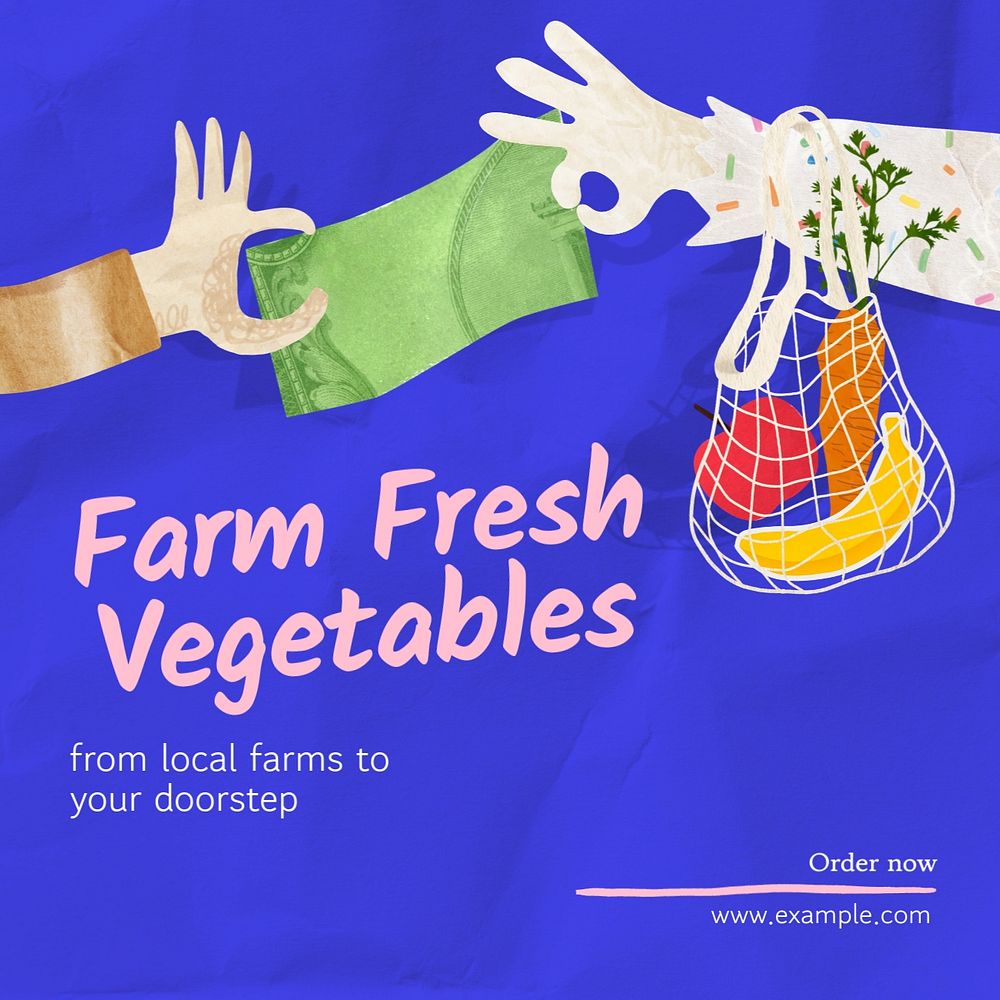 Farm fresh vegetables Instagram post template, editable text