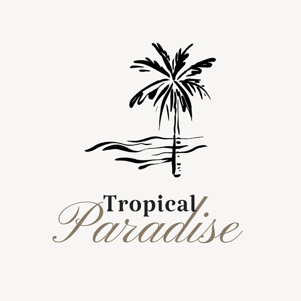 Tropical paradise logo template, editable text