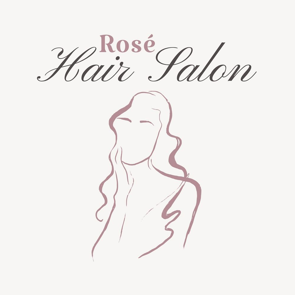 Hair salon logo template, editable text