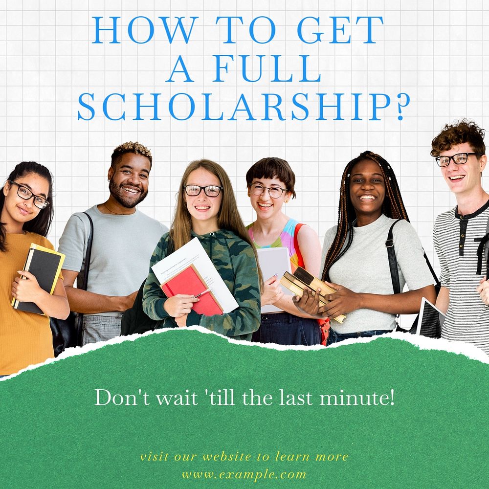 Full scholarship Instagram post template, editable text