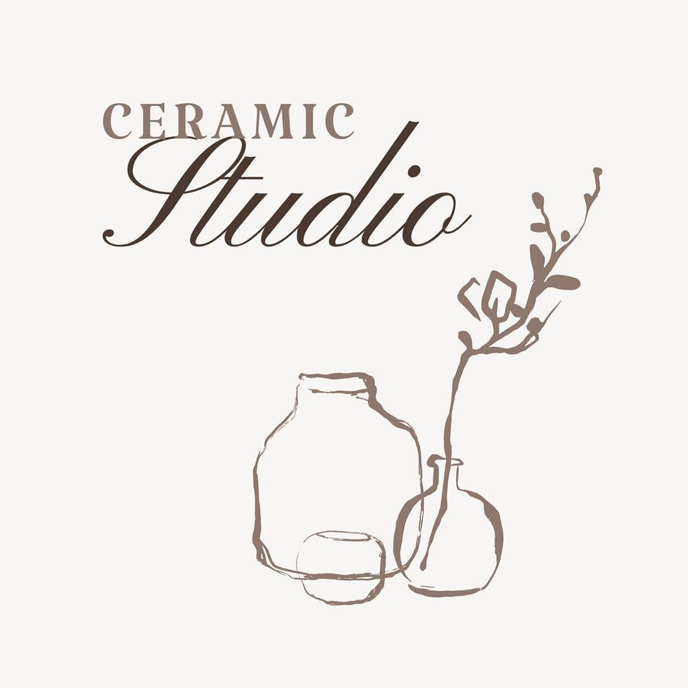 Ceramic studio logo template, editable text