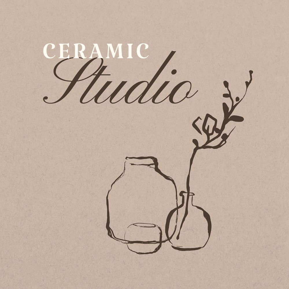 Ceramic studio logo template, editable text