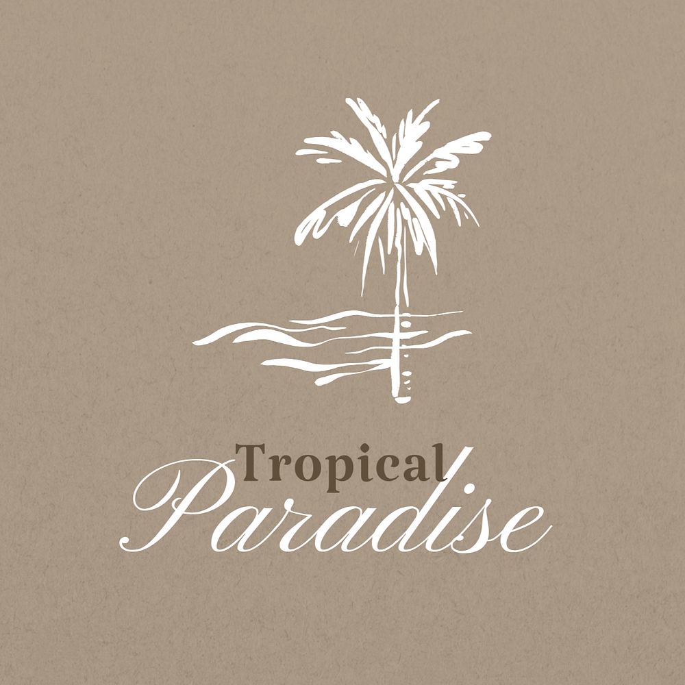 Tropical paradise logo template, editable text