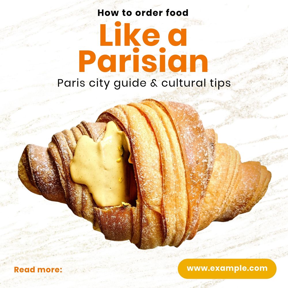 Food travel guide Instagram post template, editable text