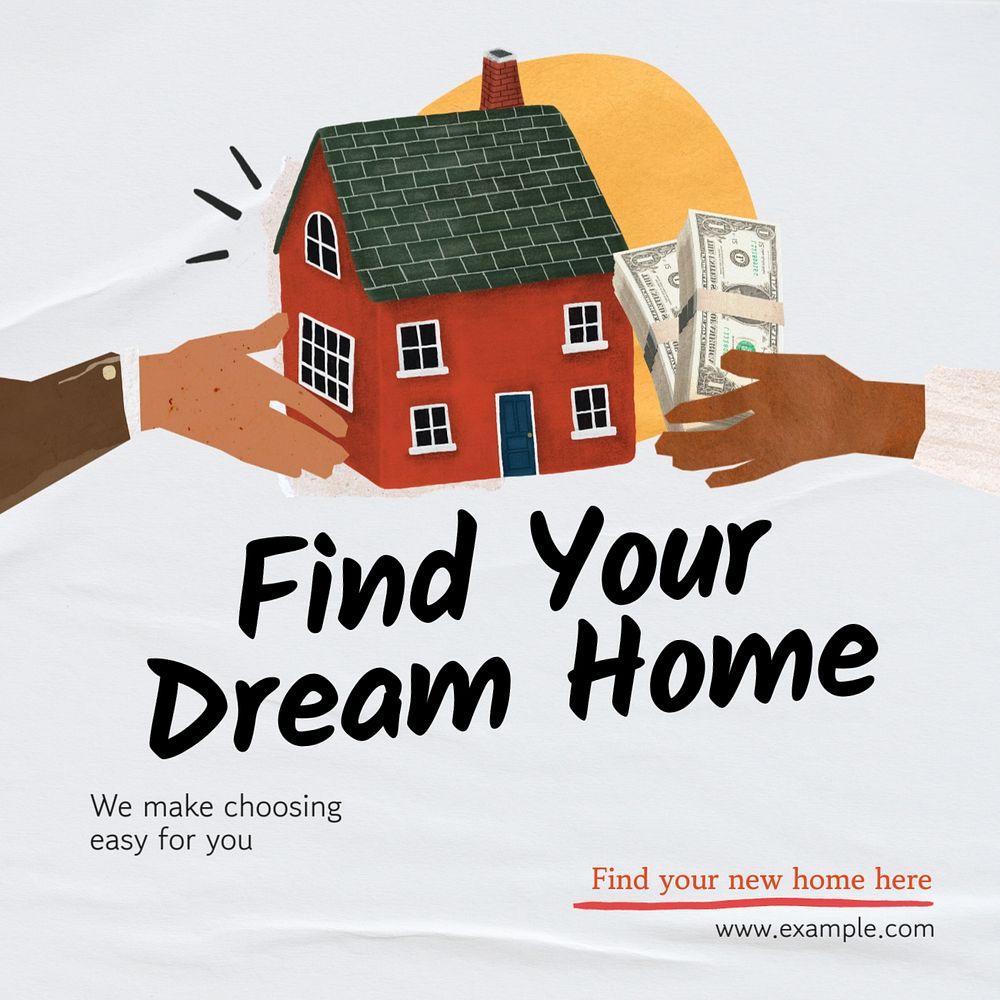 Dream home Instagram post template, editable text