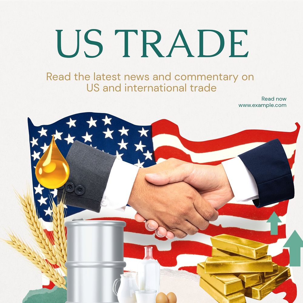 US trade news Instagram post template, editable text