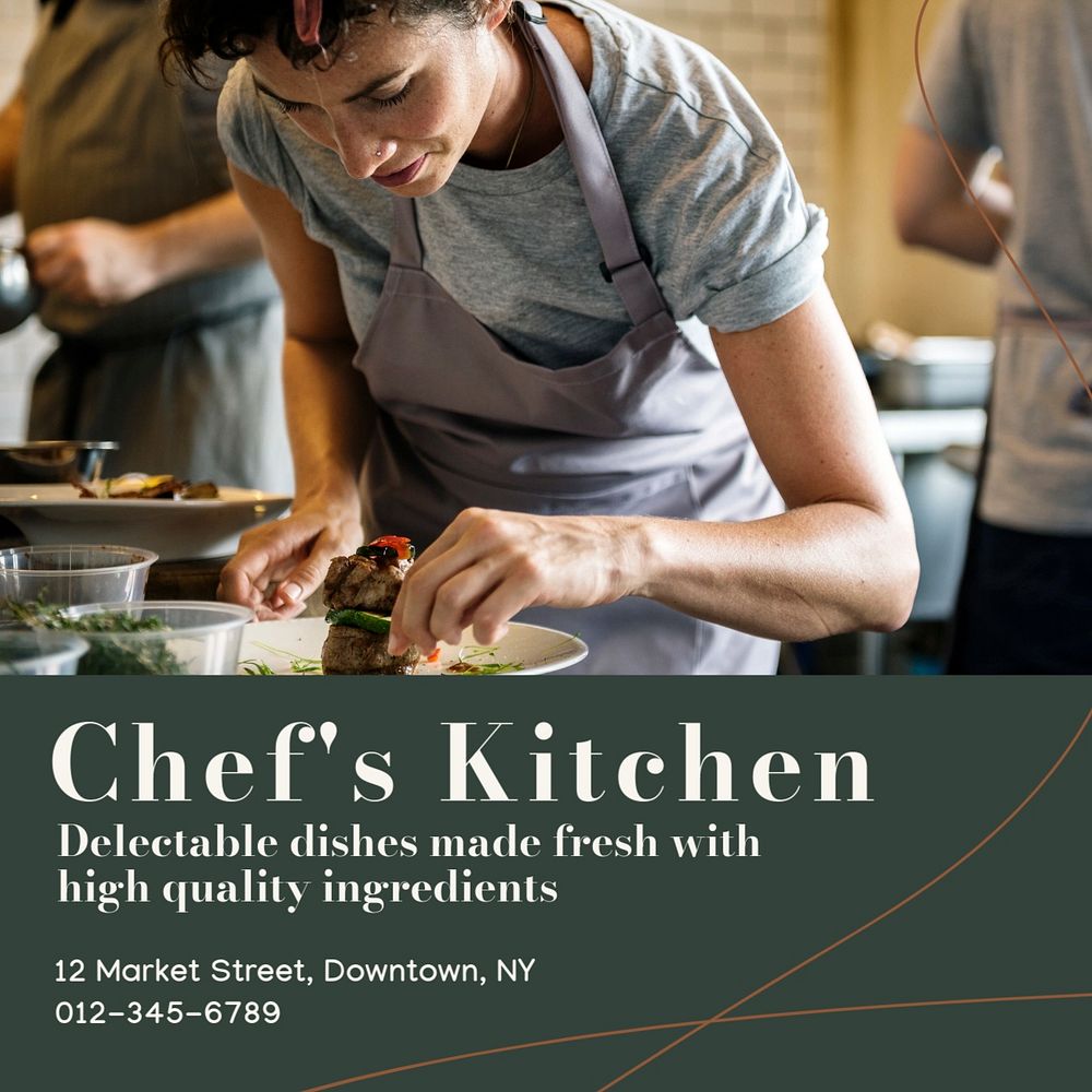 Chef's kitchen Instagram post template, editable text