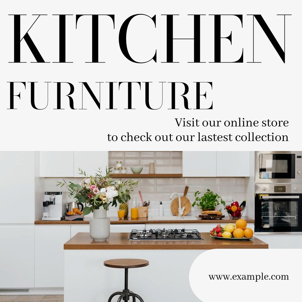 Kitchen furniture Instagram post template, editable text