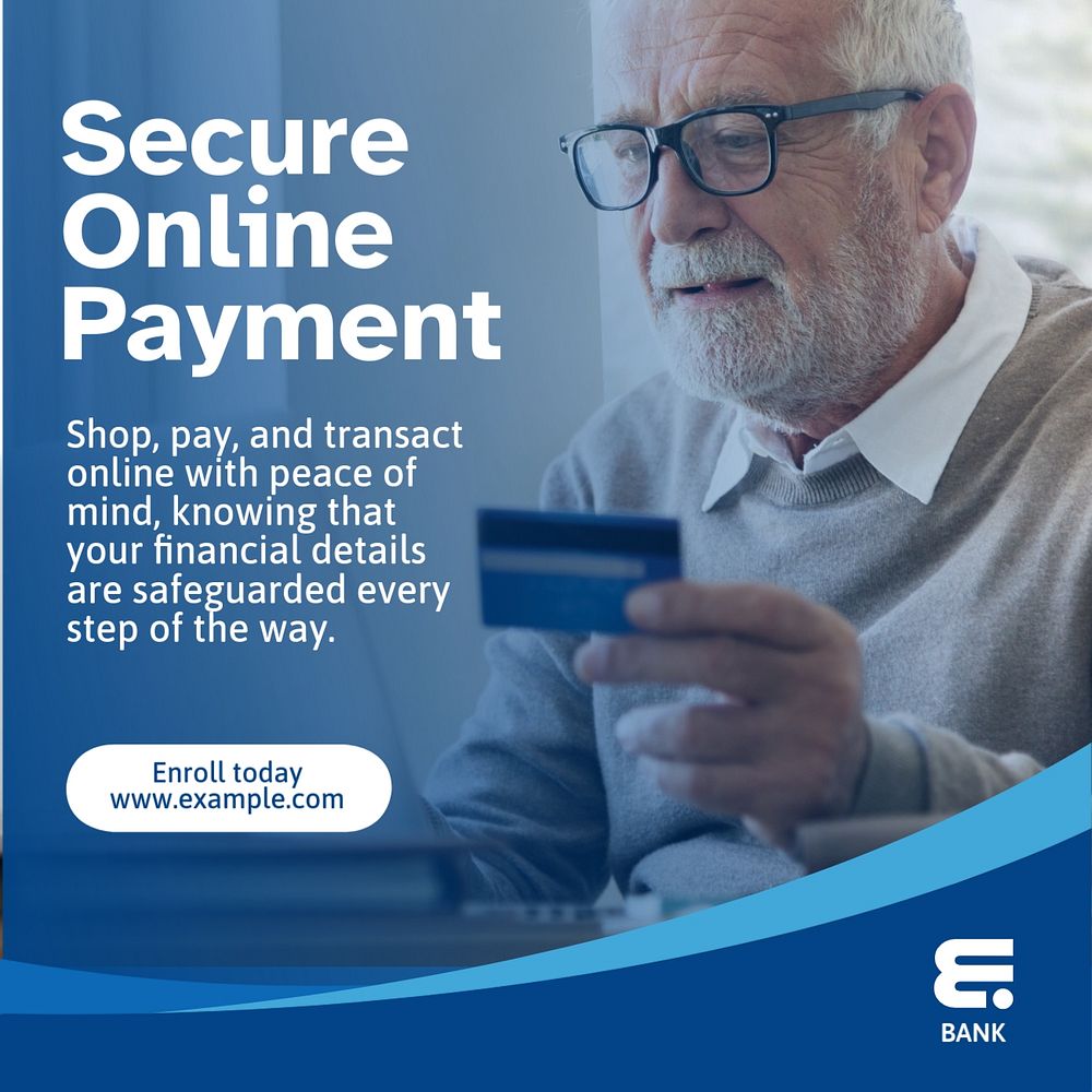 Secure online payment  Instagram post template, editable text