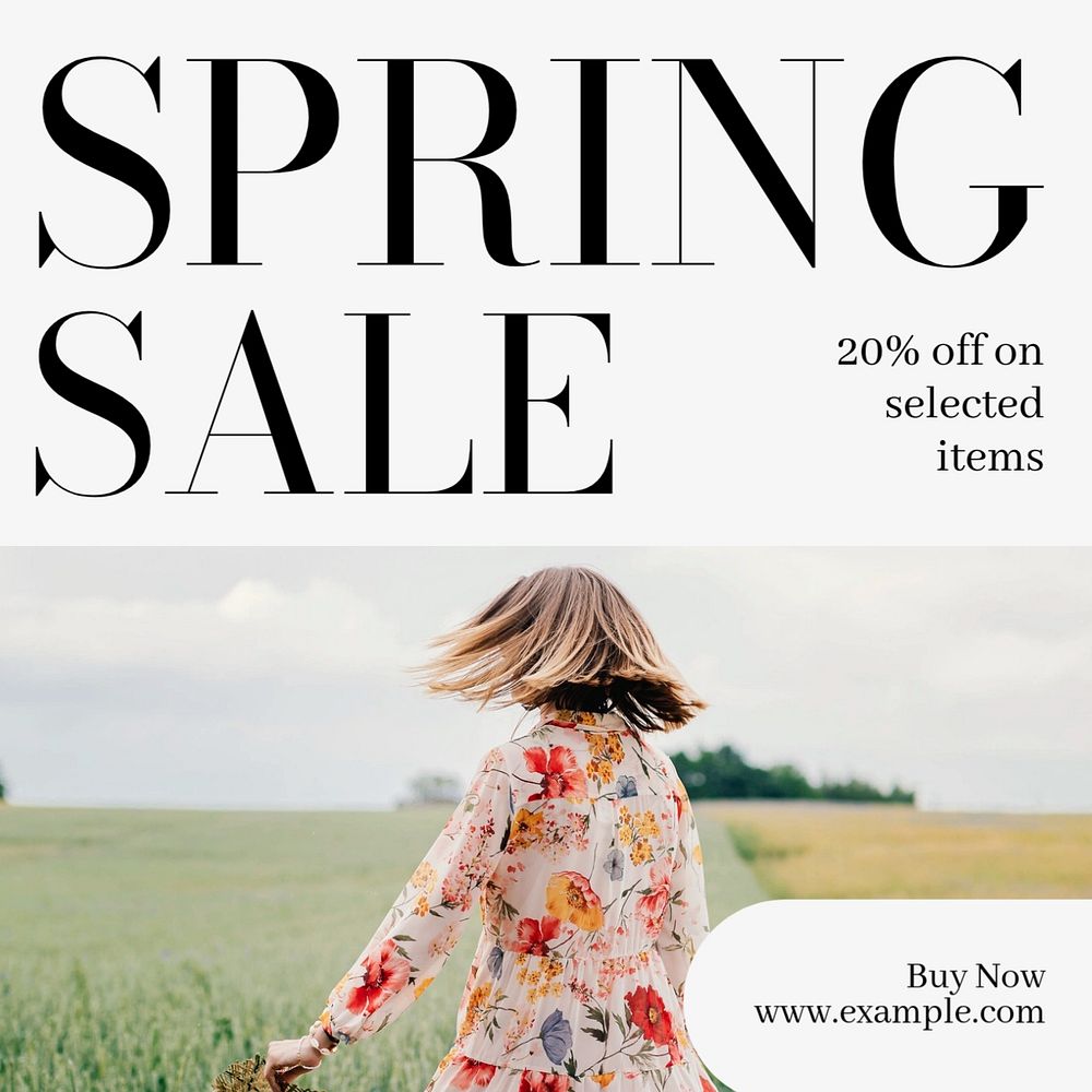 Spring sale  Instagram post template, editable text