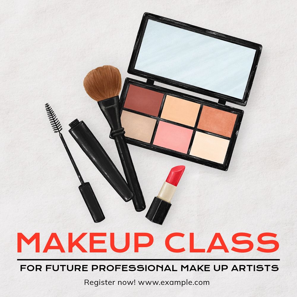 Makeup class Instagram post template, editable text