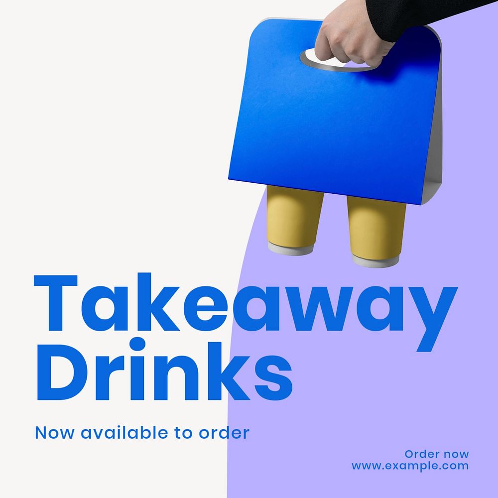 Takeaway drinks Instagram post template, editable text