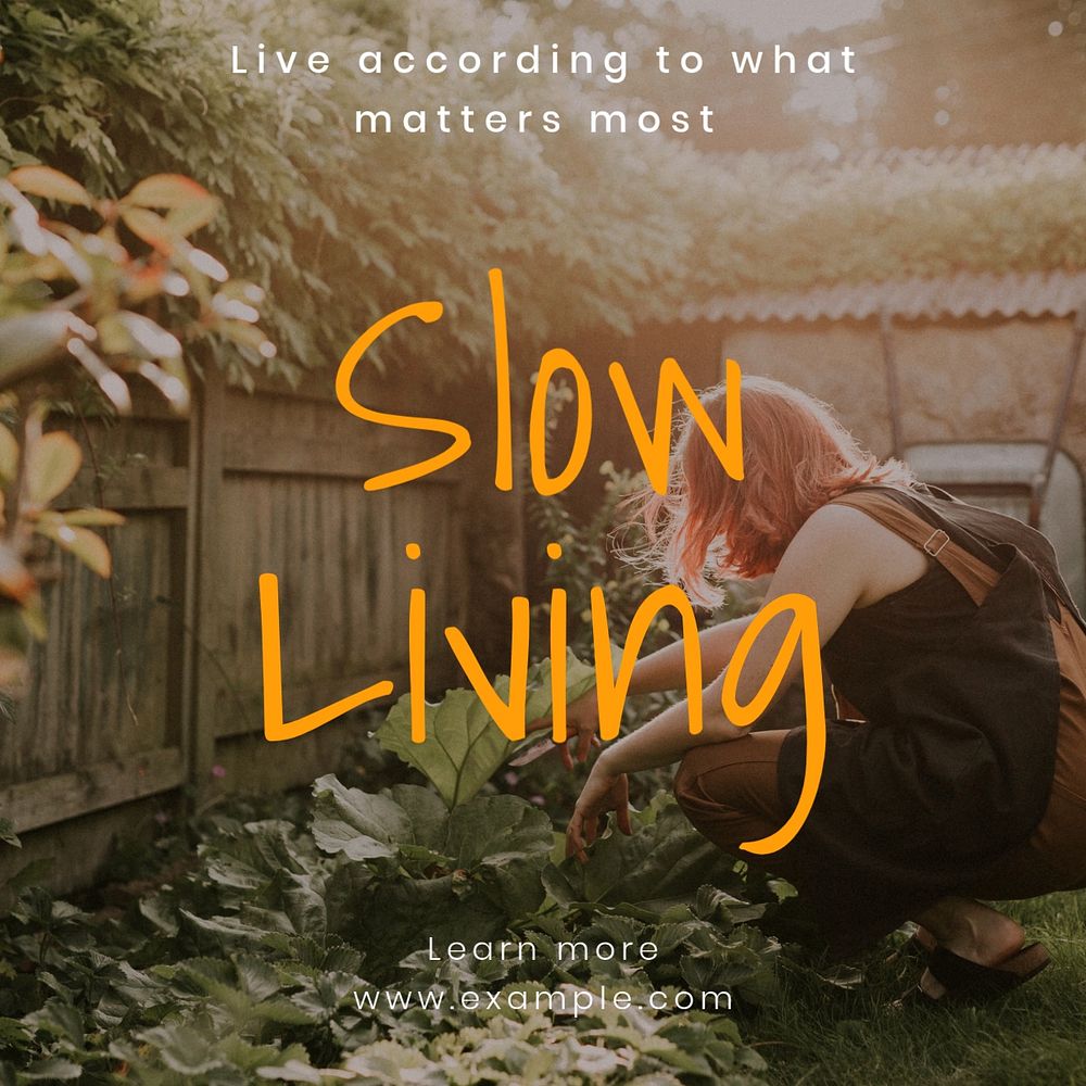 Slow living Instagram post template, editable text