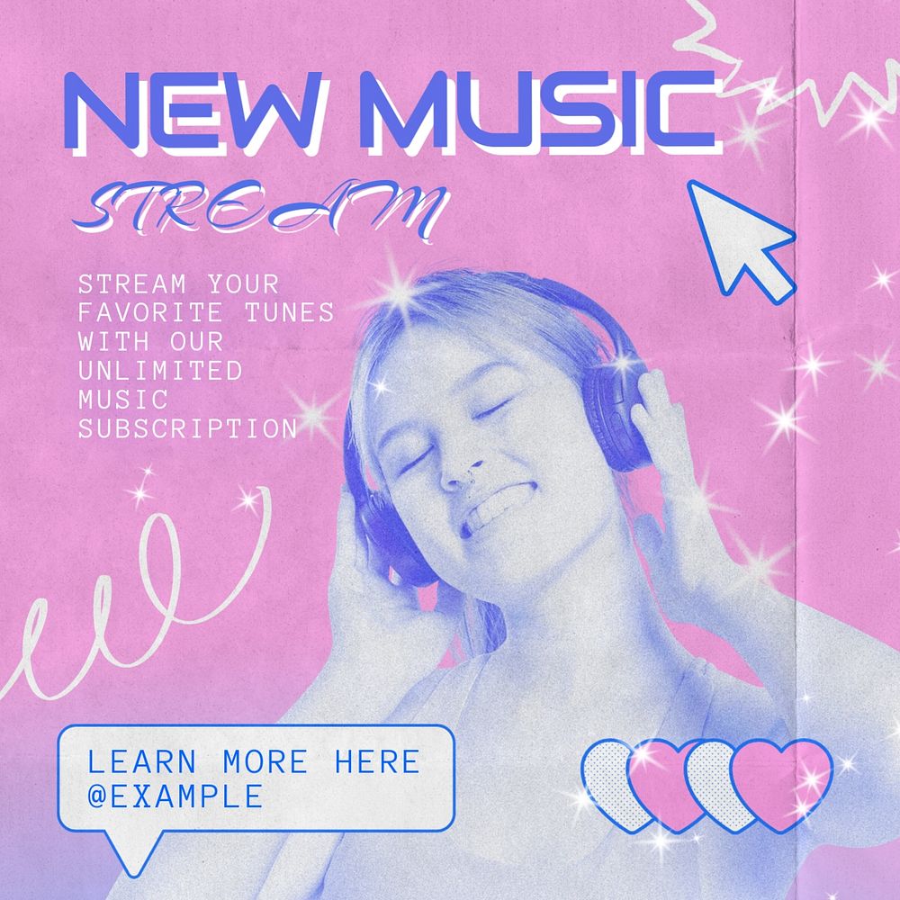 Music stream Instagram post template, editable text