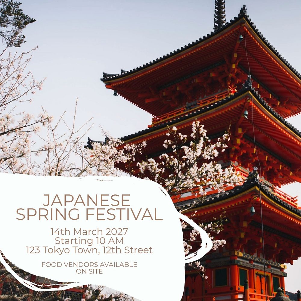 Spring festival  Instagram post template, editable text