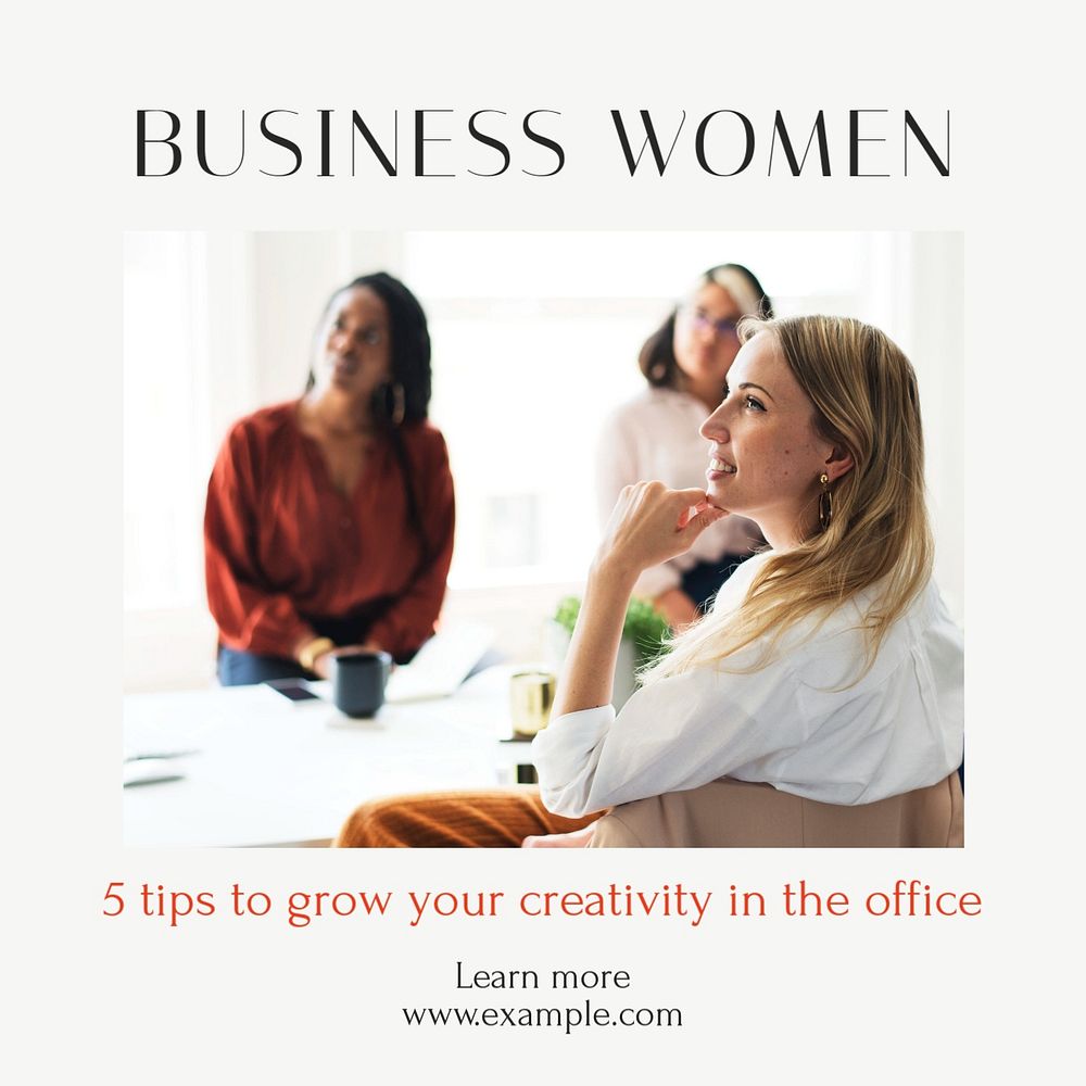 Business women Instagram post template, editable text