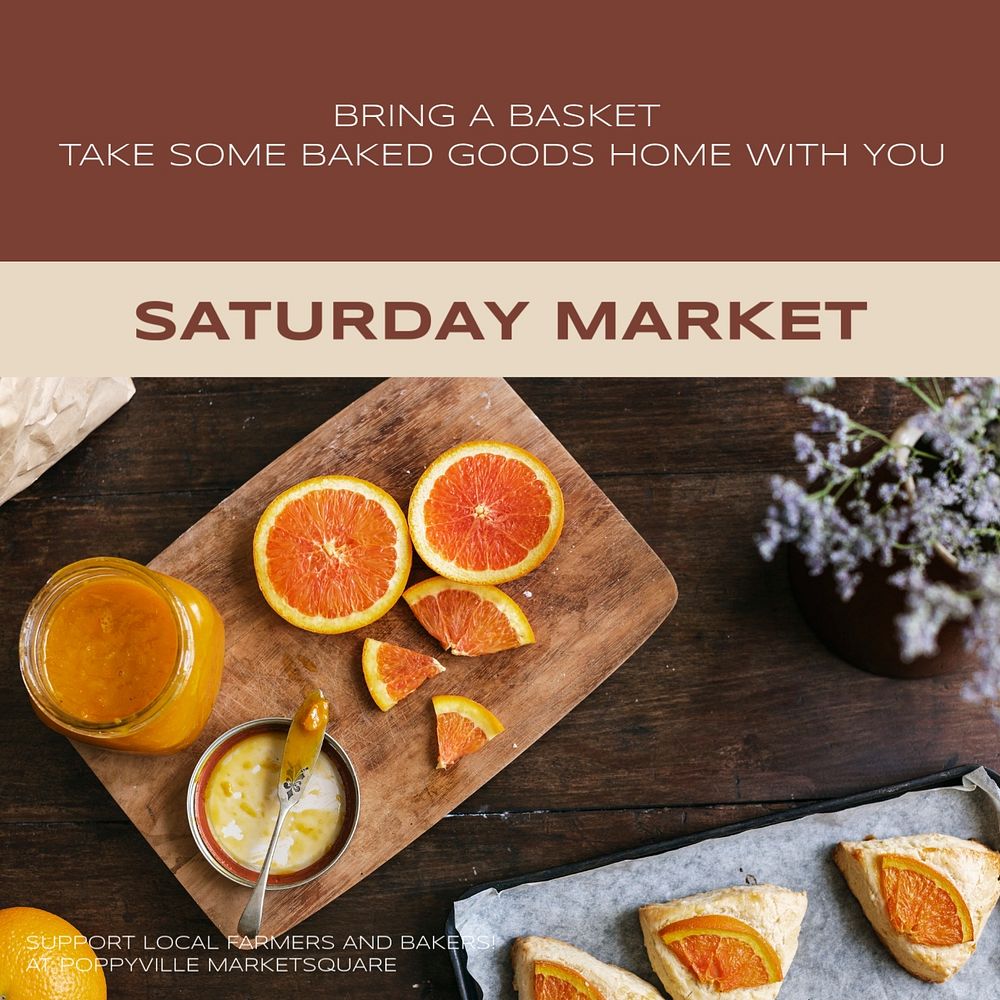 Saturday market Instagram post template, editable text