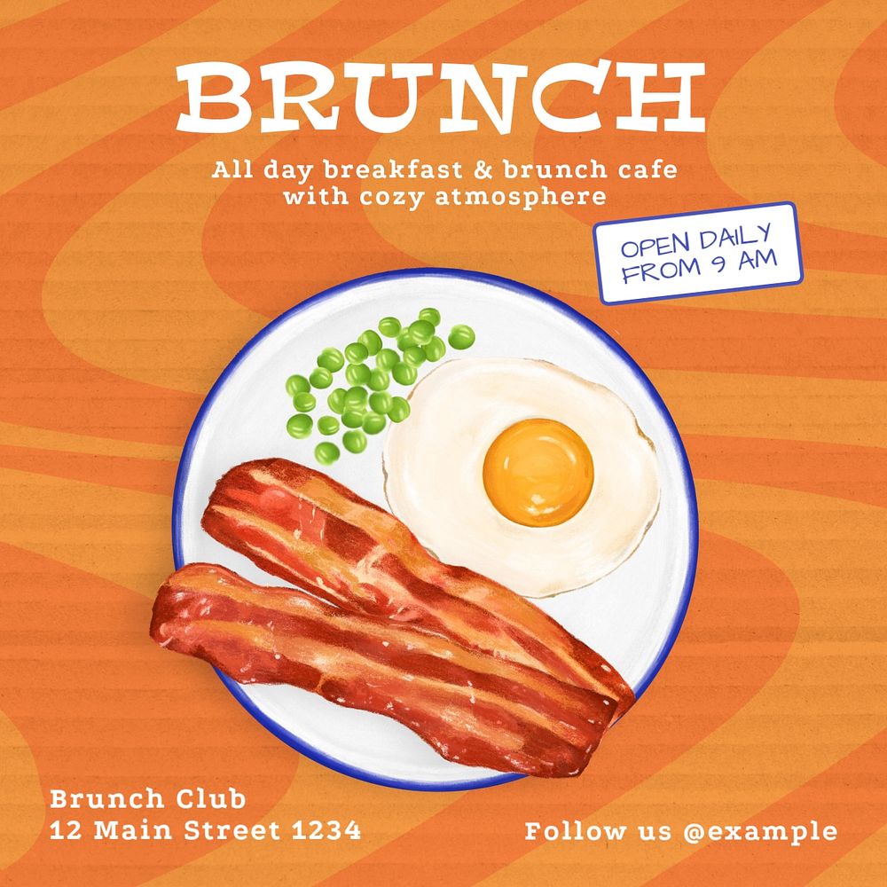 Brunch Instagram post template, editable text