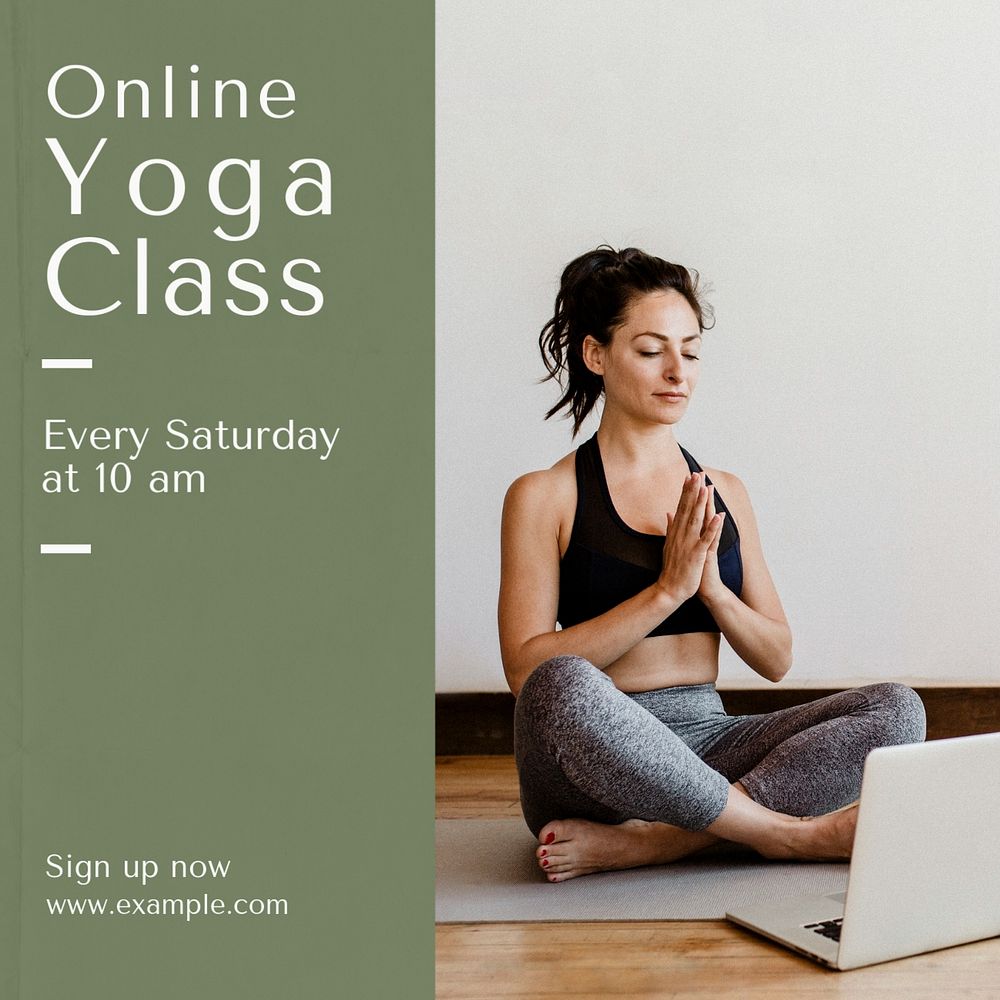 Online yoga class Instagram post template, editable text