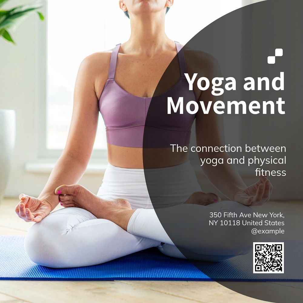 Yoga and movement Instagram post template, editable text