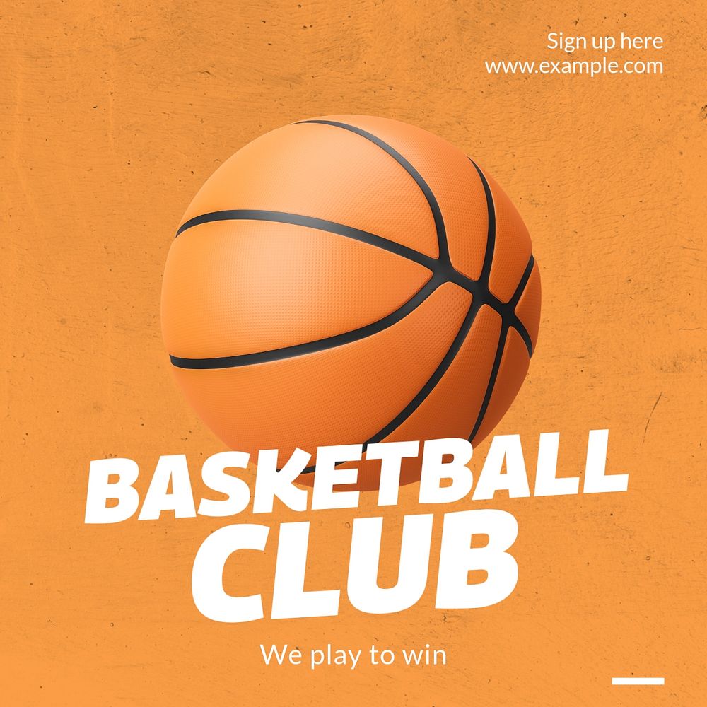 Basketball club Instagram post template, editable text