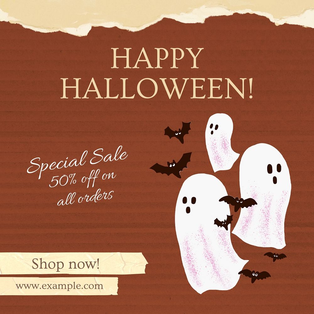 Halloween sale Instagram post template, editable text