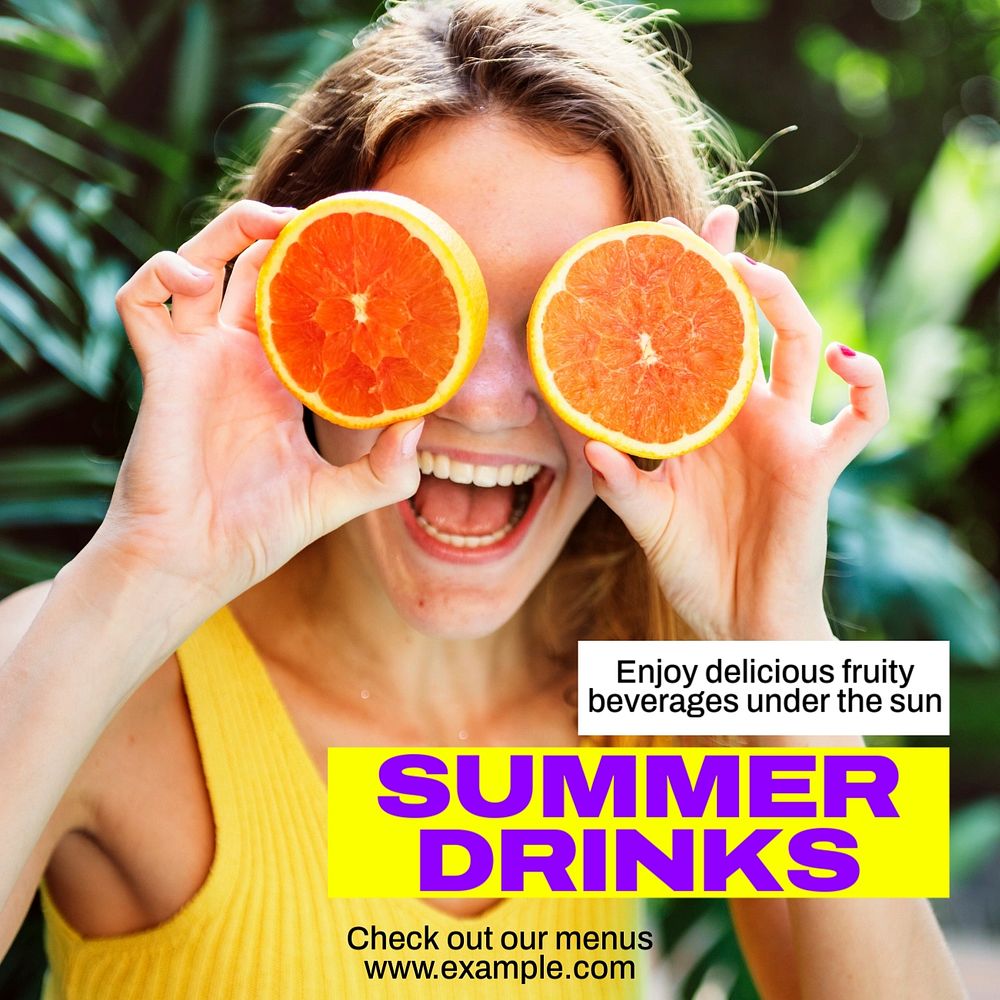 Summer drinks Instagram post template, editable text