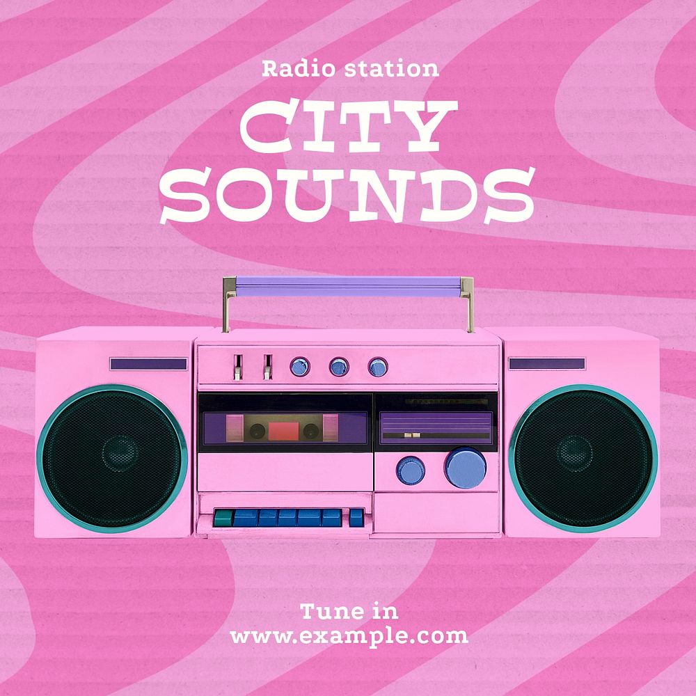 City sounds Instagram post template, editable text