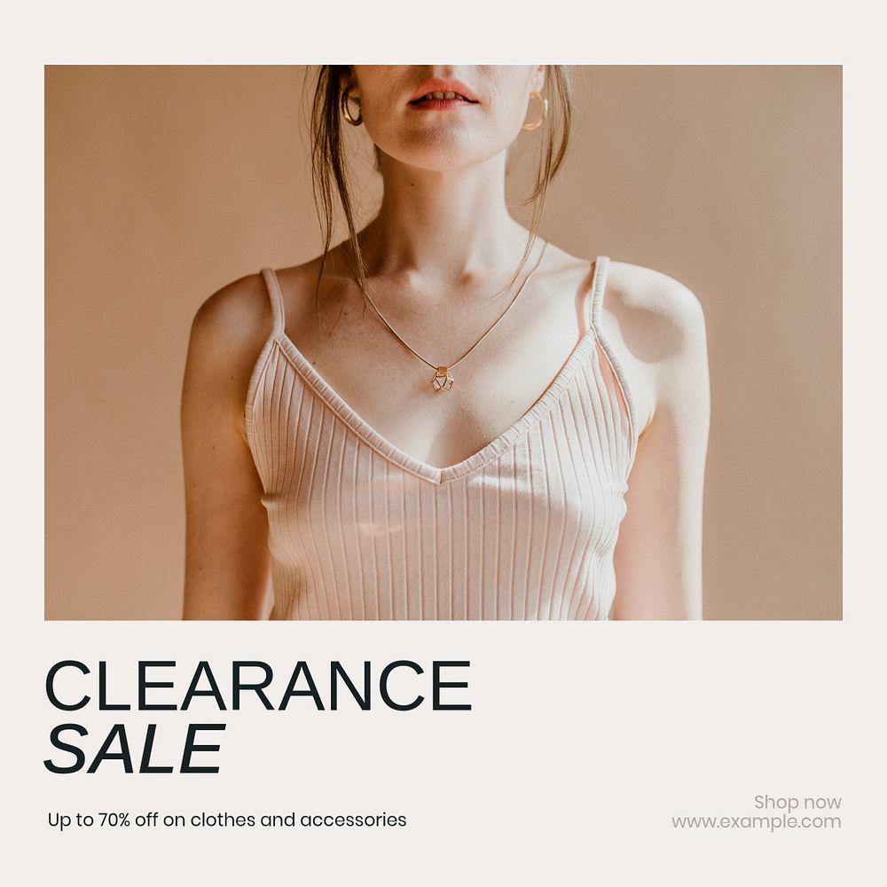 Clearance sale  Instagram post template, editable text