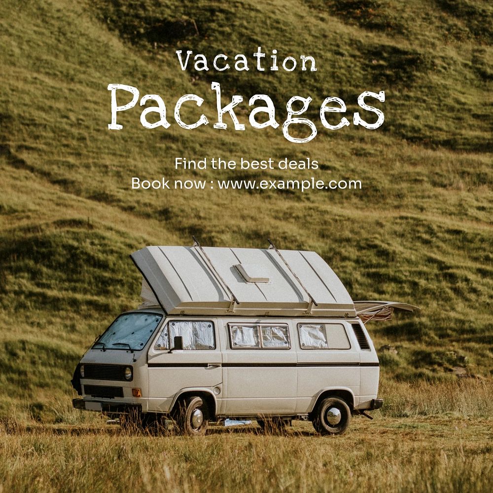 Vacation packages Instagram post template, editable text