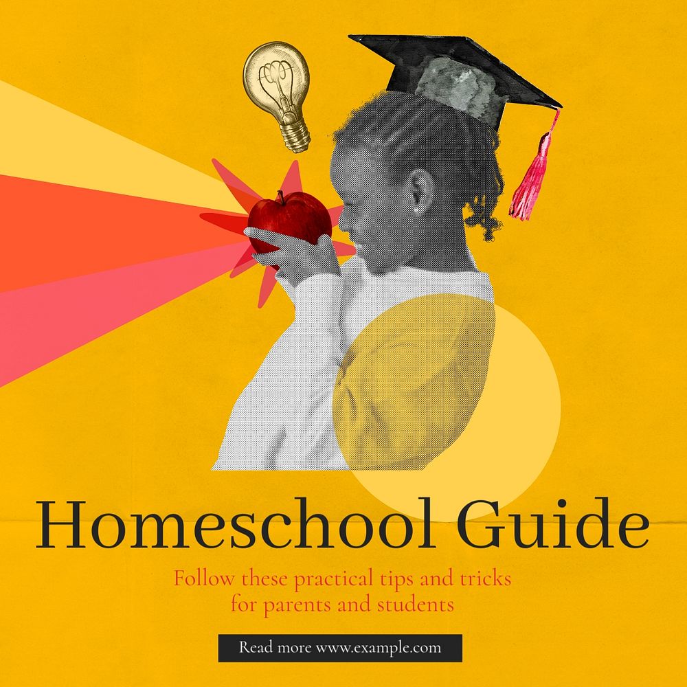 Homeschool guide Instagram post template, editable text