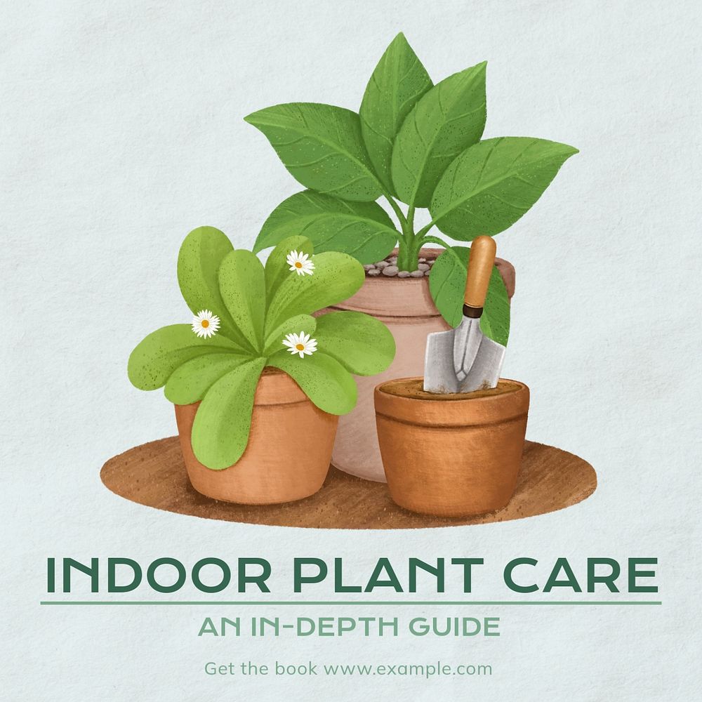 Indoor plant care Instagram post template, editable text