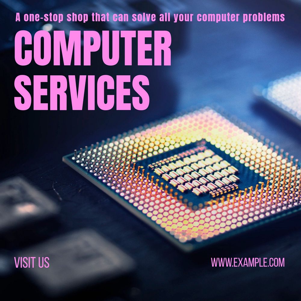 Computer services Instagram post template, editable text