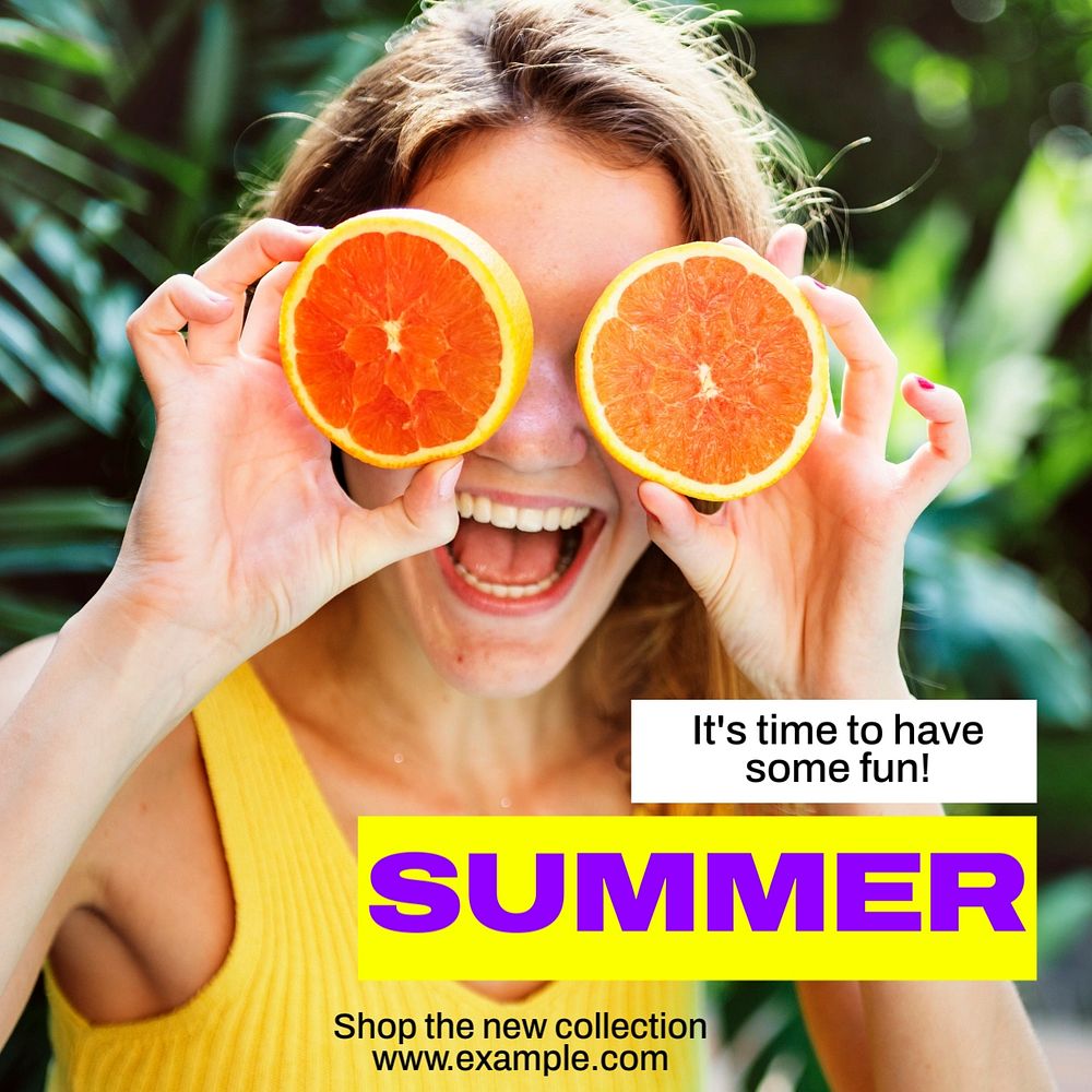 Summer collection Instagram post template, editable text