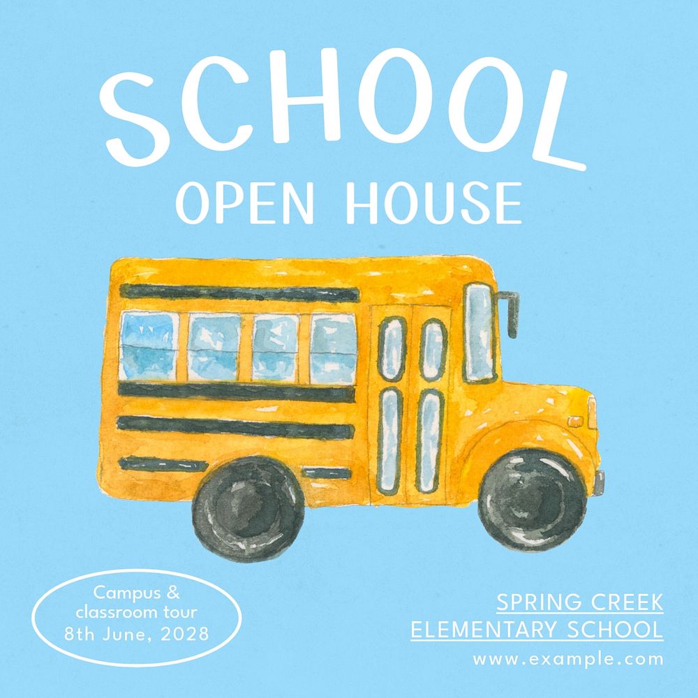 School open house Instagram post template, editable text