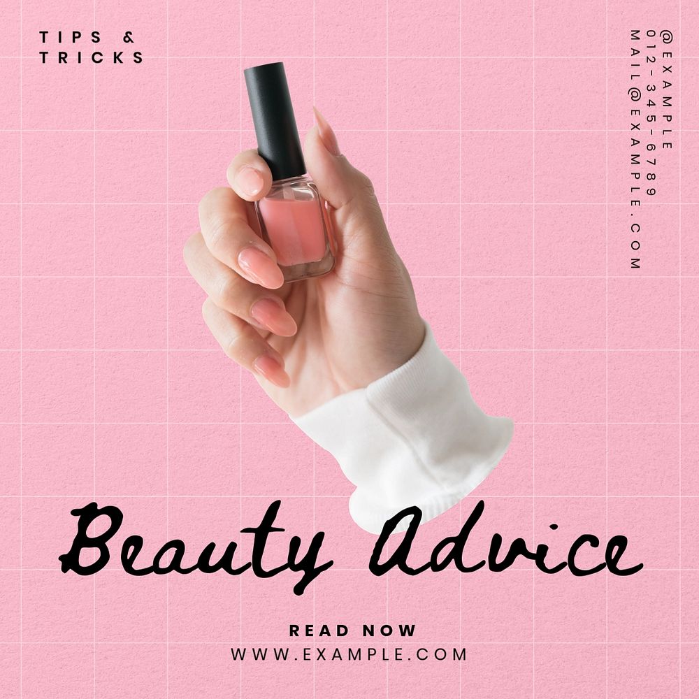 Beauty advice Instagram post template, editable text