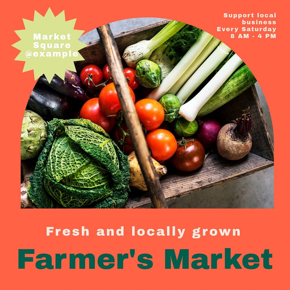 Farmer's market Instagram post template, editable text