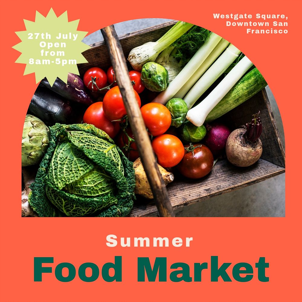 Food market Instagram post template, editable text