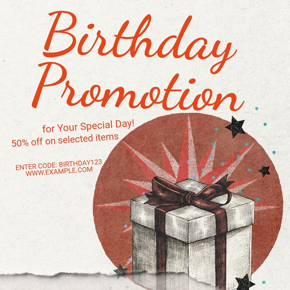 Birthday promotion Instagram post template, editable text