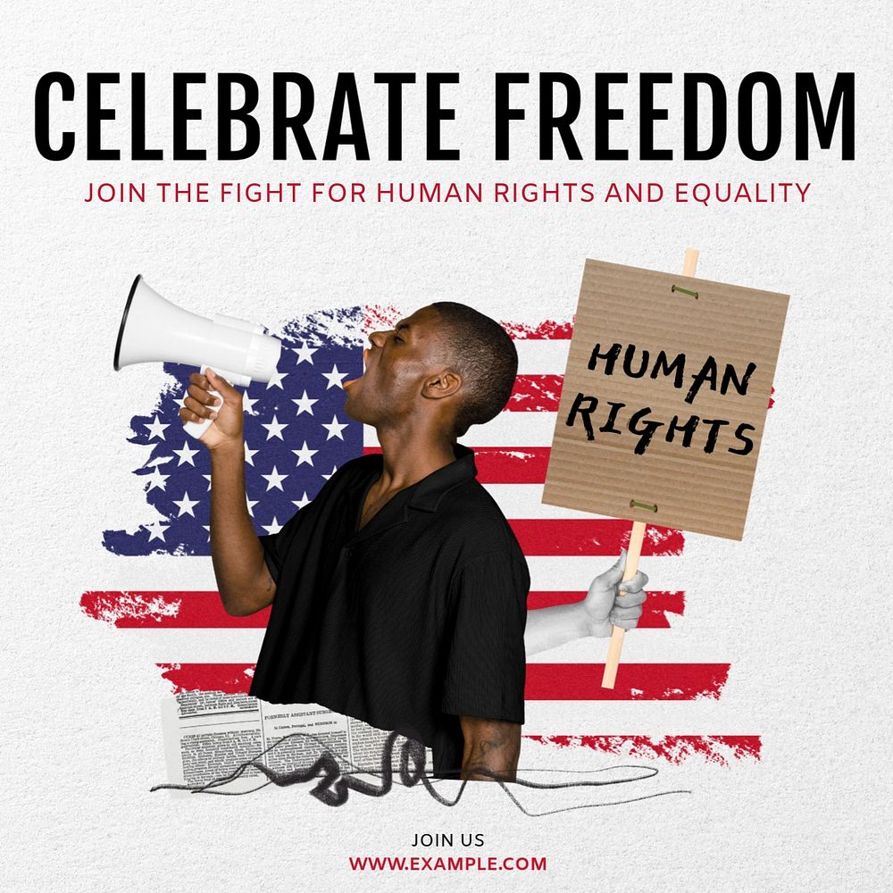 Celebrate freedom Instagram post template, editable text