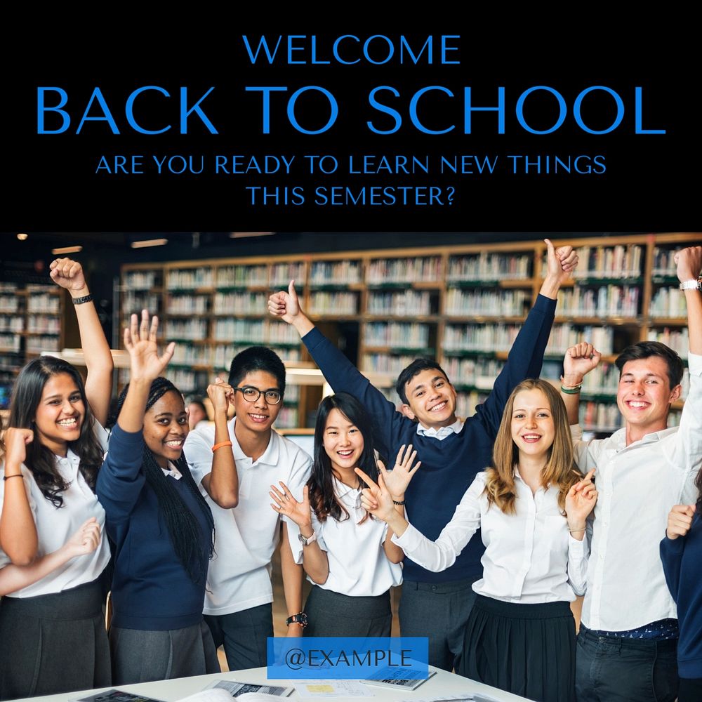 Back to school Instagram post template, editable text