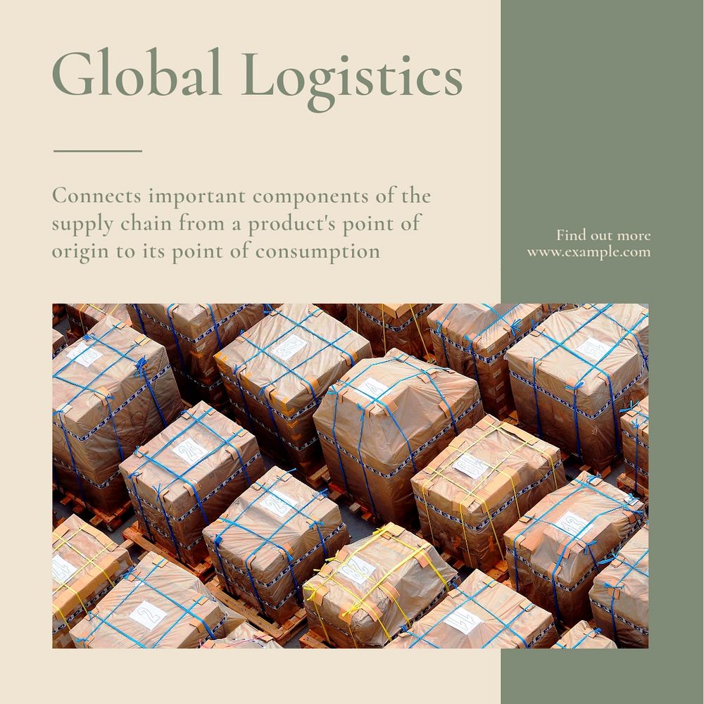 Global logistics Instagram post template, editable text